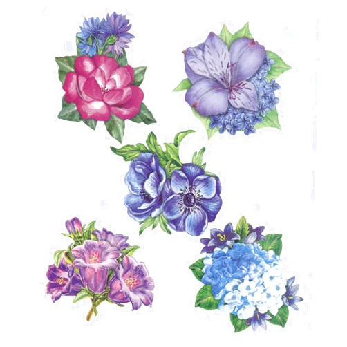 Easy 3D Toppers Flowers, Blue/Violet, 17 x 10 x 1 cm, Multicoloured