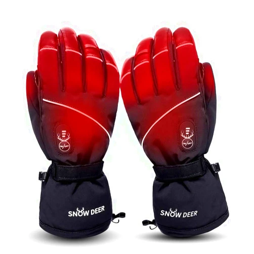 SNOW DEER Electric Heated Gloves for Men & Women, Waterproof & Windproof Ski Gloves Rechargeable Battery Gloves with Touchscreen Three Heat Settings Thermal Gloves for Cold Weather Snowboarding Shovel Snow