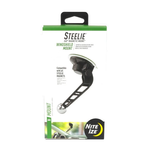 Nite Ize Steelie Windshield Mount - Phone Holder for Car Windshield - Alternative to Car Dashboard & Vent Phone Mounts - Compatible with Steelie Magnetic Mounting System - Black