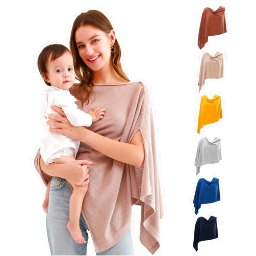 Momcozy Nursing Cover for Breastfeeding, Breathable Soft Privacy Poncho, Multi-Use Nursing Shawl, Portable Breast Feeding Covers for Women, Includes Laundry Bag