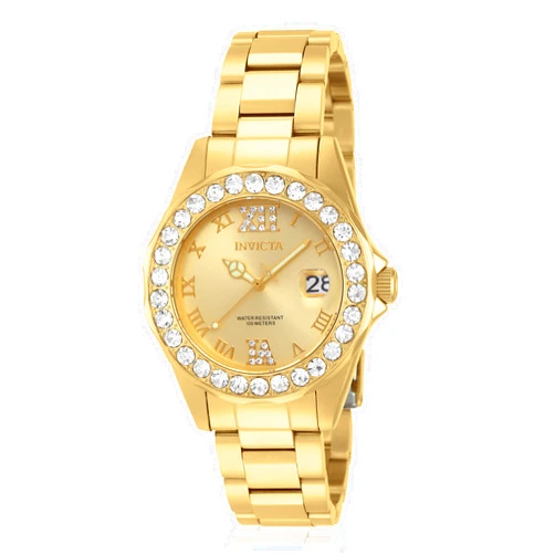 Invicta Women's Pro Diver Crystal Accented 18k Ion-Plated Stainless Steel Watch
