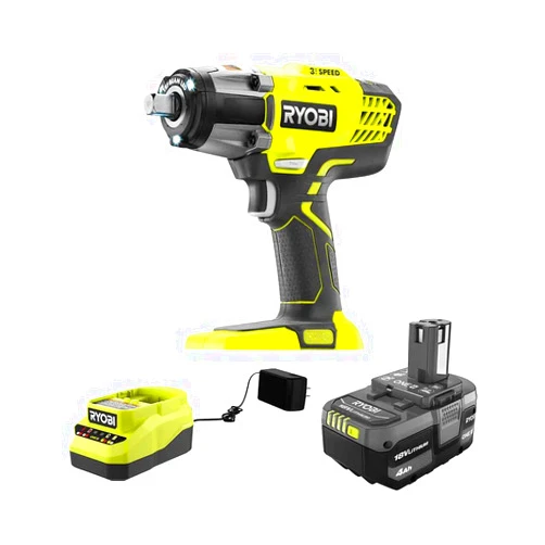 Ryobii RYOBI P261K1 ONE+ 18V Cordless 3-Speed 1/2 in. Impact Wrench with 4.0 Ah Battery and Charger