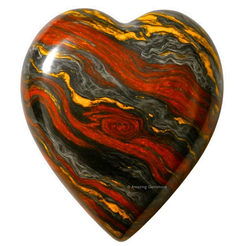 Amazing Gemstone Iron Tiger Eye Crystal Heart Palm Stone - Pocket Massage Worry Stone for Natural Body Chakra Balancing, Reiki Healing and Crystal Grid