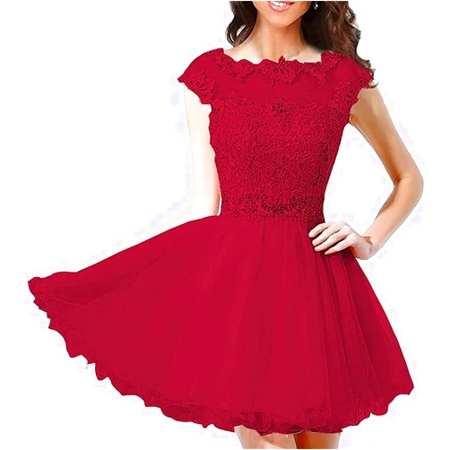 YRGERATON Homecoming Dresses for Juniors Tulle Beaded Mini Short Skirt Lace Appliques Wedding Prom Party Gowns