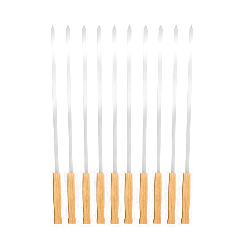 Generic Outdoor Camping Metal BBQ Fork with Wooden Handle. Durable and Practical. for Grilling. Appends Sewer Skewer Extension (White, 47X14cm)