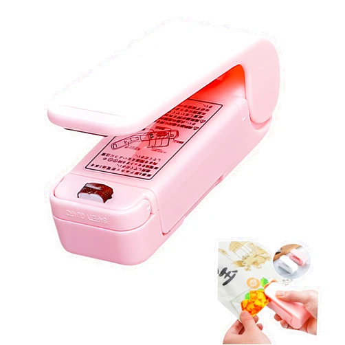 KAZHUN Mini Bag Sealer - Portable Food Sealer Vacuum Sealer Heat Seal Bag Sealer, Food For Optimal Freshness Of Food,Pink,2PCS