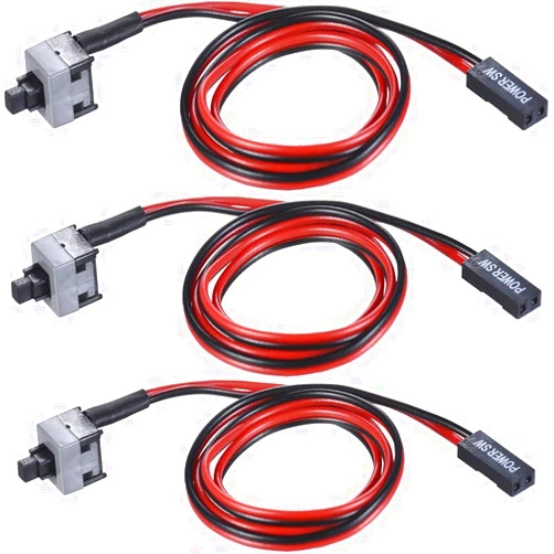 Warmstor 3 Pack 2 Pin SW PC Desktop Power Cable On/Off Push Button ATX Computer Switch Cord 50CM