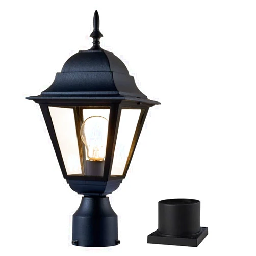Windben Outdoor Post Light,Lamp Post Light Fixture,Post Lantern with Pier Mount Base,Matte Black,7.4in,Suitable for Gardens,Yards,Balconies,Passages or Entrances,etc