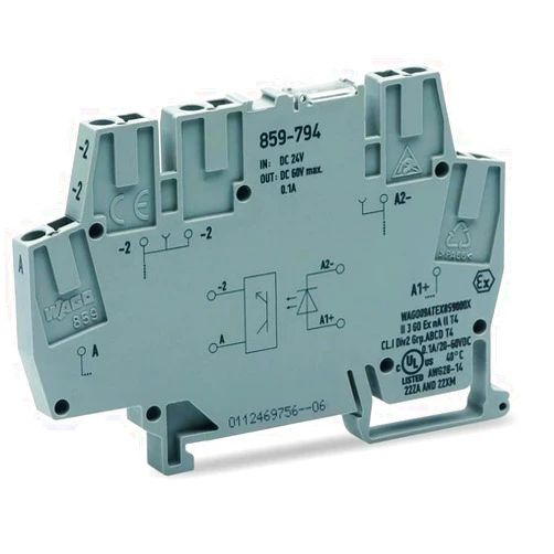 Vanky Industry 1pcs WAGO 859-794 Optocoupler Module Width 6 mm 24 VDC 0.1 A Gray New
