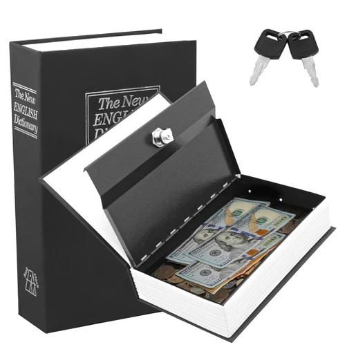KYODOLED Book Safe with Key Lock, Portable Metal Safe Box,Secret Book Hidden Safe,Dictionary Diversion Book Safe,9.5