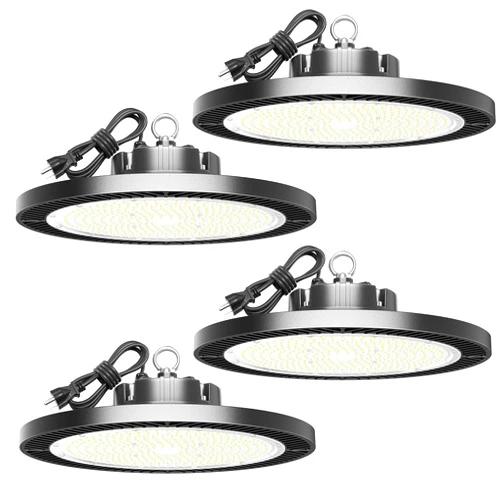 ELEKICO UFO Led High Bay Light, Upgrade Super Bright 350w 52500lm 5000k High Bay Led Shop Lights with Us Plug 5' Cable, Led Shop Lights for Garage Workshop Factory Barn Gym Warehouse 4 Pack