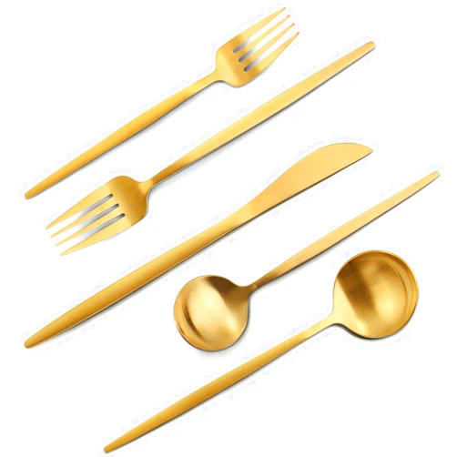 VANVRO Matte Gold Silverware Set, VANVRO 20-Piece Stainless Steel Flatware Set, Satin Finish tableware Cutlery Set, Service for 4, Home and Restaurant, Dishwasher Safe