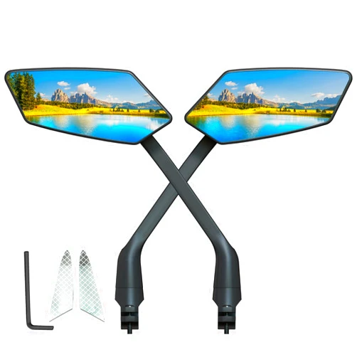 ROTOPATA Bike Mirror Handlebar Mount 1 Pair, 360° Adjustable HD Scratch Resistant Glass Lens, Safe E-Bike Mirror, 21-32mm Handlebar, Bicycle Mirrors Accessories for Ebike Mountain Road Bike Scooter