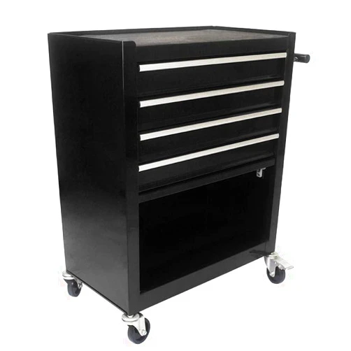 TOPKEY 4-Drawer Multifunctional Tool Cart with Steering Wheels and Ball-Bearing Drawers,Black