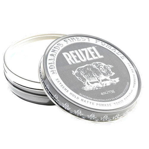 REUZEL Extreme Hold Matte Pomade, Strongest All Day Hold, Water Soluble Styling, No Shine & Flake Free, Easy To Wash Out, For and Hairstyles, 4 oz