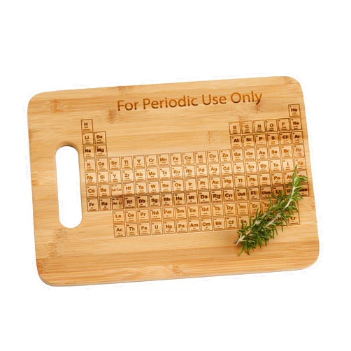 The Quintessential Hostess STEM Gift Periodic Table Engraved Bamboo Wood Cutting Board with Handle and Funny Quote Graducation Gift for Teacher Scientist Chemist Professor Student Graduate