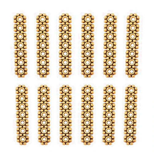 PH PandaHall Pandahall 50pcs 7-Hole Rectangle Spacer Bar Antique Golden RectangleLink Connectors Tibetan Style Multi Strand Separator Radial Flower for Jewelry Making 23x5x2mm Hole: 1mm