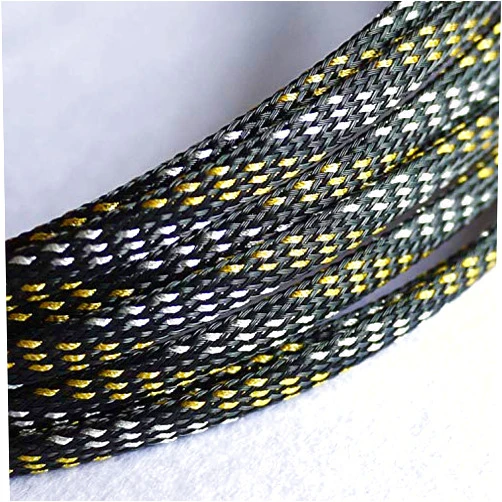 MESH-NK123 Cable Sleeves 3/4/6/8/10/12/16mm Black Gold Silver PET 3 Wire Dense Snakeskin Wire mesh Nylon Spiral Wrapping Cable Sets - (Inside Diameter: 6mm 15meter)