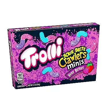 Trolli Sour Brite Crawlers Gummy Candy, Very Berry Flavor, 3.5 Ounce Theatre Box, Pack of 12, Multi Candy 3.5 Ounce (Pack of 12)