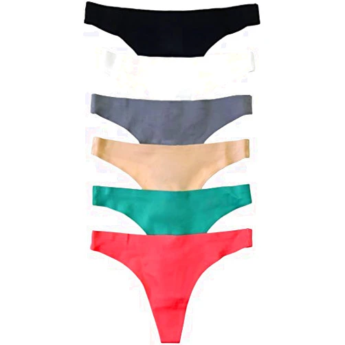 ToBeInStyle Women’s Pack of 6 Invisible Low-Rise No-Show Invisible Seamless Thong Panties