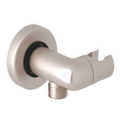 Rohl BOSSINI MODERN WALL MOUNTED SWIVELING OR PIVOTING HANDSHOWER HOLDER AND OUTLET SUPPLY ELBOW IN SATIN NICKEL WITH 1/2