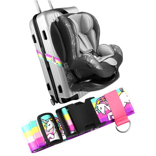Slohif Car Seat Luggage Strap for Suitcase - Carseat Travel Belt with Buckle Attach to Carry On Luggage Cartoon Airport Stroller Strap Adjustable,Horse