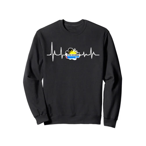 Heart Beat Design Antigua and Barbuda.png Flag Apparel Sweatshirt