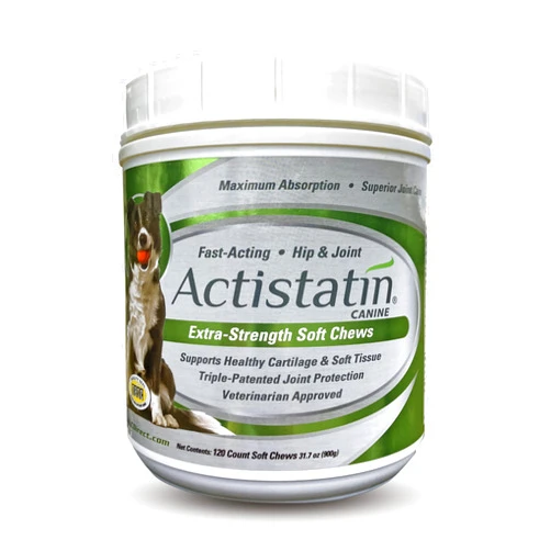 Actistatin Canine Large Dog Soft Chews, 120ct – Patented Extra-Strength Joint, Cartilage, Soft Tissue Supplement: Glucosamine, Chondroitin, Manganese, MSM, L-Carnitine – High Absorption, Fast Results