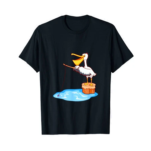 Cartoon animals fishing Humorous Cartoon Pelican Fishing T-Shirt