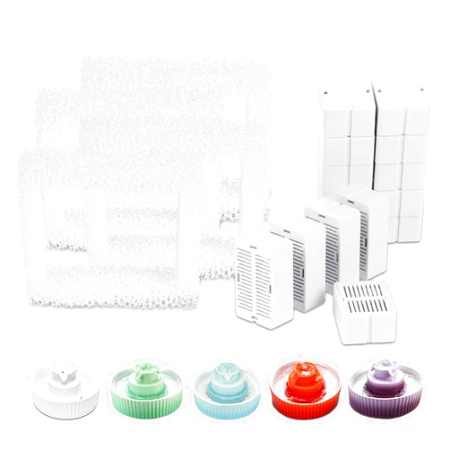 Wonder Creature 16 Packs Cat Fountain Filter for Aurora, Cupcake and 360° Stainless Steel Cat Water Fountain, 16 Carbon Filters & 4 Pre-Filter Sponges, Ceramic Pet Water Dispenser Filters Pack