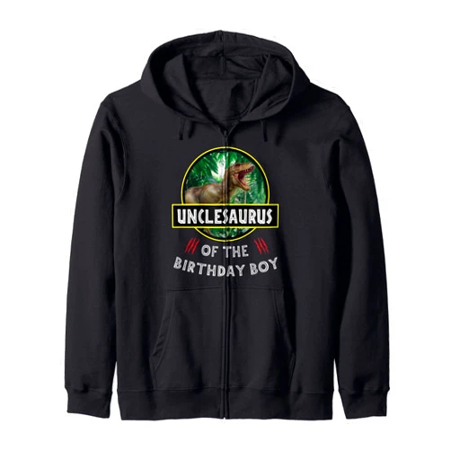 Bnz Party Supplies Kits Hemd Männer Frauen Kinder Dinosaur uncle of the birthday boy Jura themed Zip Hoodie