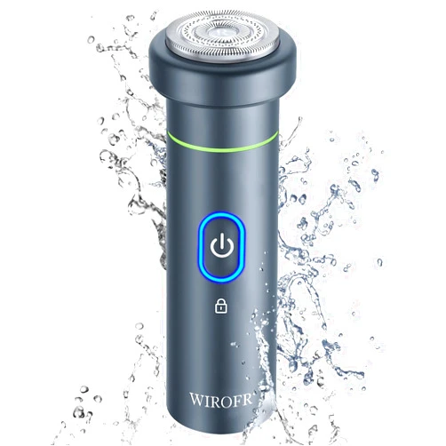 WIROFR Electric Razor for Men, Travel Electric Shaver, Portable, 3D Rotary 100% Washable Rechargeable Wet & Dry (New Blue)
