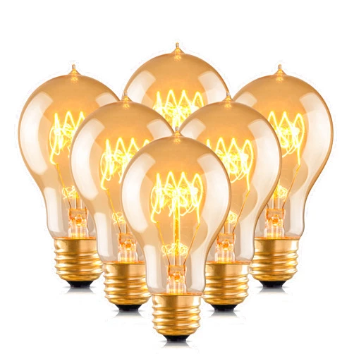Runquiz Warm Incandescent Light Bulbs 60 Watt,A19/A60 Vintage Style Edison Light Bulbs E26,Soft Yellow Light Bulbs,Amber Light Bulbs,Retro Light Bulb Old Fashioned,Halogen Dimmable Edison Bulb Squirrel Cage