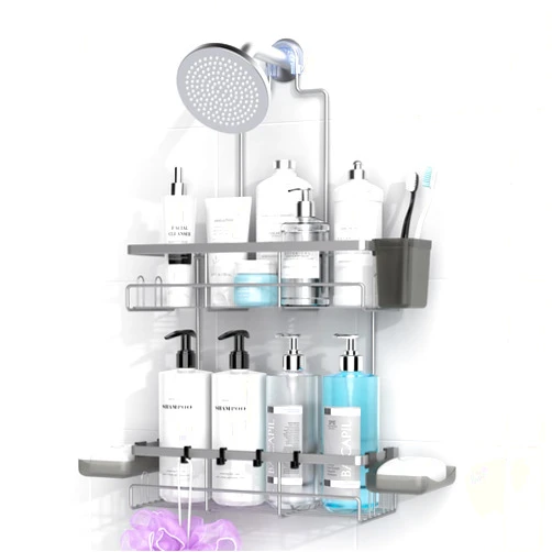 AKTECKE Shower Caddy Hanging Bathroom Organizer: Rustproof Shower Shelf for Inside Shower - No Drilling Shower Racks Over Showerhead - Bath Shower Shelves Rack for Shampoo Soap Silver