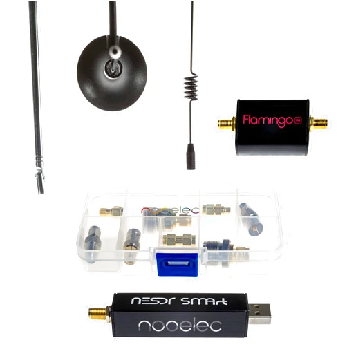 NooElec NESDR Smart v5 RTL-SDR Essentials Starter Kit - Includes Everything to Start with Software Defined Radio Including Premium SDR, Flamingo FM Bandstop Filter, 3 Antennas, 10 Adapters & Case