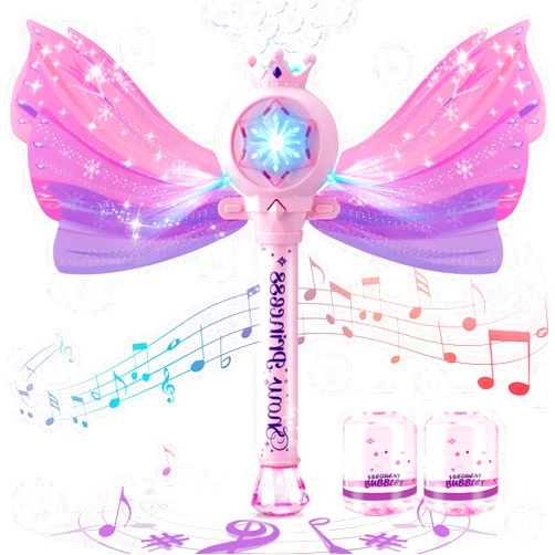 Chridark Bubble Wands for Kids Girls - Light Up Thrilling LED & Sound Effect, Outdoor Party Birthday Bubble Machine Toys for Toddlers, Gift for Girls Age 3 4 5 6 7 8 Year Old