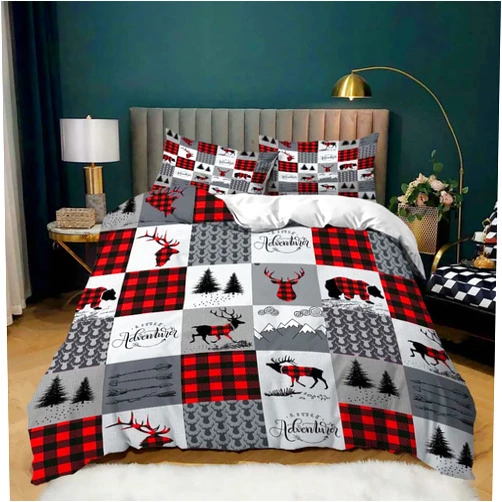 CCUNSZI Christmas Bed Duvet Cover Twin Queen King Size Bedding Sets Cute Cartoon Printed Kids Boys Girls Comforter Cover Breathable 1 Duvet Cover and 2 Pillow Shams,A,Twin