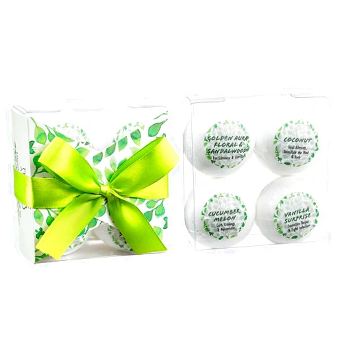 Freida and Joe Tranquility Home Spa Bath Gift Basket Bath Bombs Stocking Stuffer Bath Fizzies Set - Coconut, Cucumber Melon, Vanilla, and Sandalwood