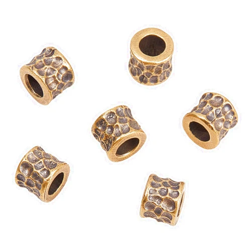 BENECREAT 6Pcs 11mm Antique Golden Paracord Beads Brass Charms, EDC Lanyard Beads for Pendant Buckle Keychain Pendant Flashlight Jewelry Pendant DIY Accessories(6.3mm Hole)