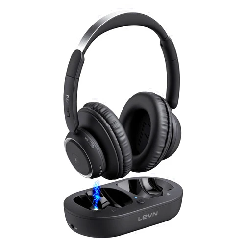 LEVN [2024 Updated] LEVN Wireless Headphones for TV Watching, TV Headphones Wireless for Seniors with TV Transmitter Charging Base, Bluetooth Headphones for TV, No Audio Delay, Gift for the Elderly/Parents