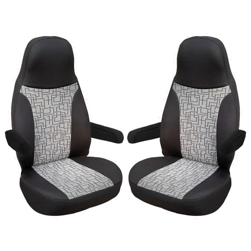 Bremer SITZBEZÜGE Custom Seat Covers, Compatible with RV, Driver & Passenger Seats, Colour Code: 813, Black and Grey