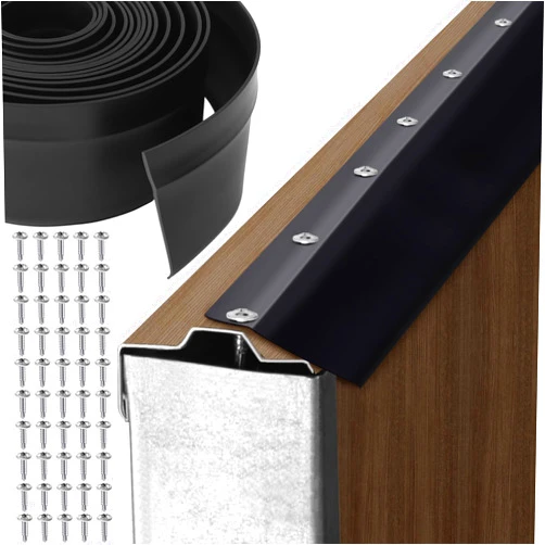 Pangda 36 ft Garage Door Top and Side Seal PVC with 50 Screws Garage Door Seals Weatherproofing Black Garage Seal Strip Garage Insulation Universal Sealing Professional