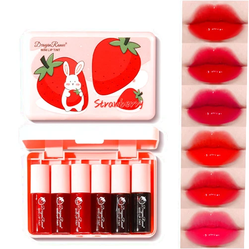 Deepmind 6 Colors Lip Stain Tint Set, Korean Lip Gloss Watery, Multi-use Lip & Cheek Tint Moisturizing Mini Liquid Lipstick,Long-lasting Waterproof Non-Sticky Cup High Pigment Lip Makeup
