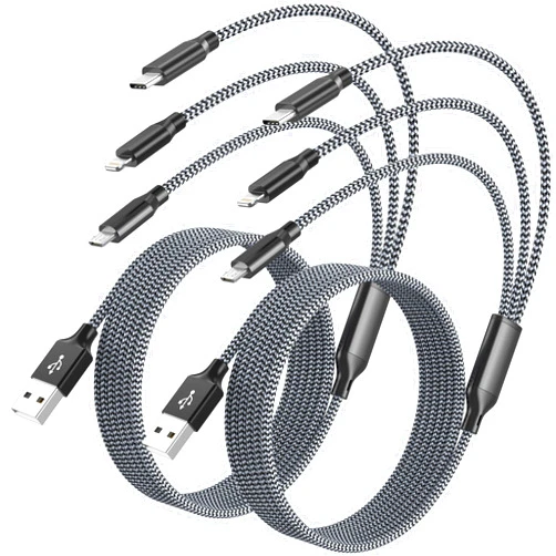 JJDSNL Multi Charging Cable 2pack 4FT 3 in 1 Multi Charging Cord iPhone Charger Lightning Wire Nylon Braided MFi Certified Universal for Apple USB Type c Micro Phone