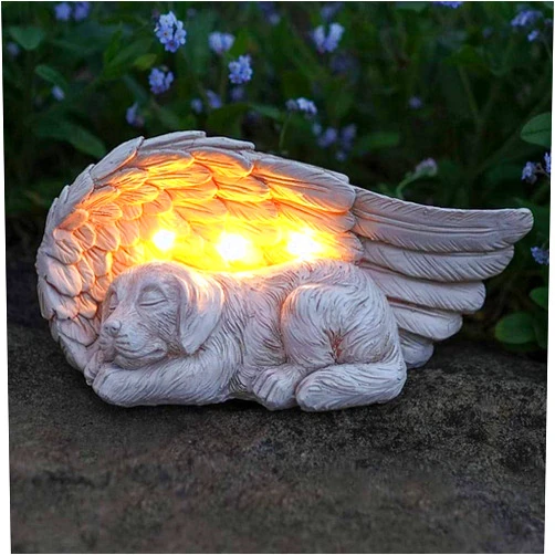iHeartDogs Dog Memorial Gifts - Forever My Guardian Angel Garden Solar Light - Pet Memorial Stone