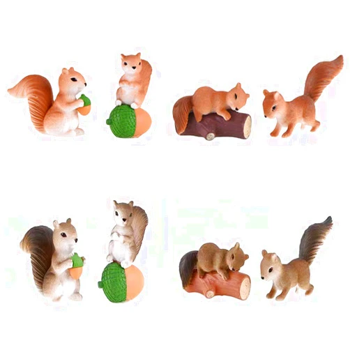LONCESS Squirrel Fairy Garden Accessories, Miniature Squirrel for Crafts, Gnomes Garden, Cake Topper Decoration, Moss Landscape DIY Terrarium, Desk Decor, DIY Crafts, Hand Painted Craft, 8 Pieces