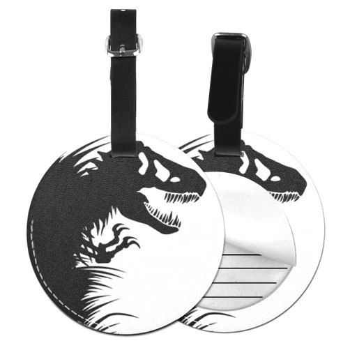 LUBHWT Luggage Tag Jurassic Park Dinosaurs in Grass, Pu Leather Bag Travel Suitcases Id Identifier Baggage Label for Women Men Boys Girls 4