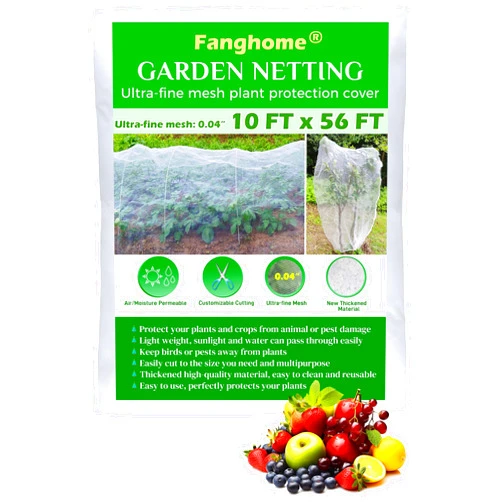 Fanghome Garden Netting,10ft x 56ft Plant Covers,Insect Netting for Garden,Garden Bird Netting with Ultra-fine Mesh for Protection from Birds,Pests - Perfect for Fruits,Plants,Vegetables, Flowers,Trees
