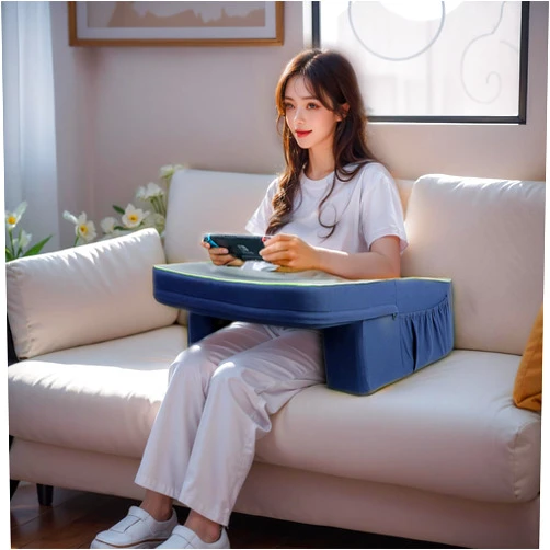 AXHJ Reading Pillows for Gaming, Extra Large Lap Desk Pillows for Adult, Memory Foam Arm Rest Pillows with Side Pockets, Gaming Pillows for Sitting in Bed Floor Sofa