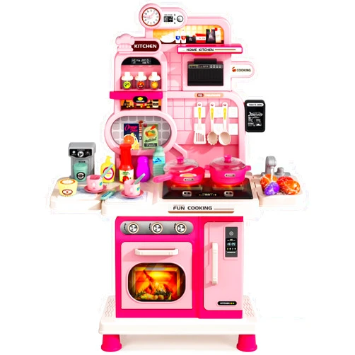 TooyBing Kids Kitchen Playset, Toddler Play Kitchen Set Toys with Sound & Light, Cooking Stove, Play Sink, Play Food Kitchen Accessories, Pretend Kitchen Toy for Kids Toddlers Girls (Pink)